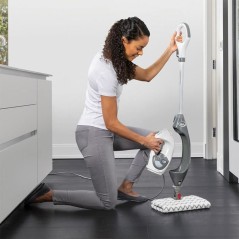 Balai Vapeur 2 en 1 Shark S6005EU – 1200 W - pour sols durs – 5 Accessoires – Réservoir 500 ml – Gris/Blanc