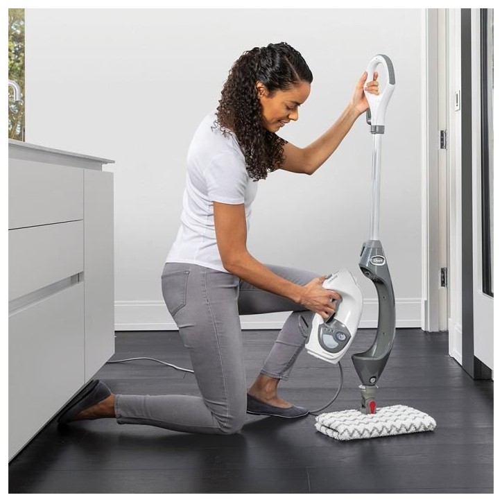Balai Vapeur 2 en 1 Shark S6005EU – 1200 W - pour sols durs – 5 Accessoires – Réservoir 500 ml – Gris/Blanc