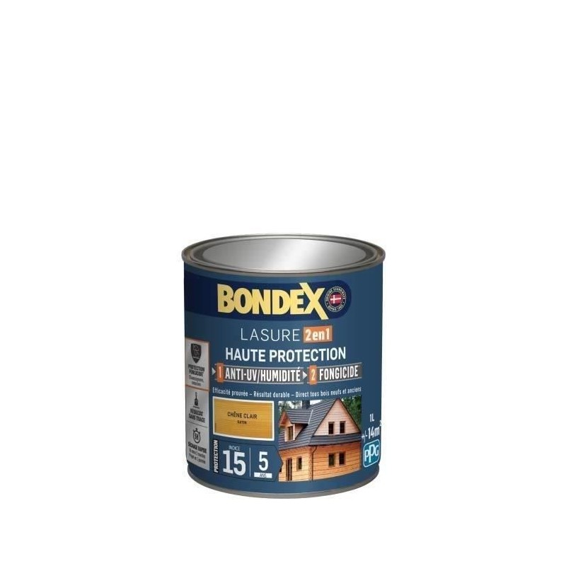BONDEX Lasure 2 en 1 Satin Haute Protection 5 ans - Chene clair BONDEX Lasure 2 en 1 Satin Haute Protection 5 ans - Chene clair