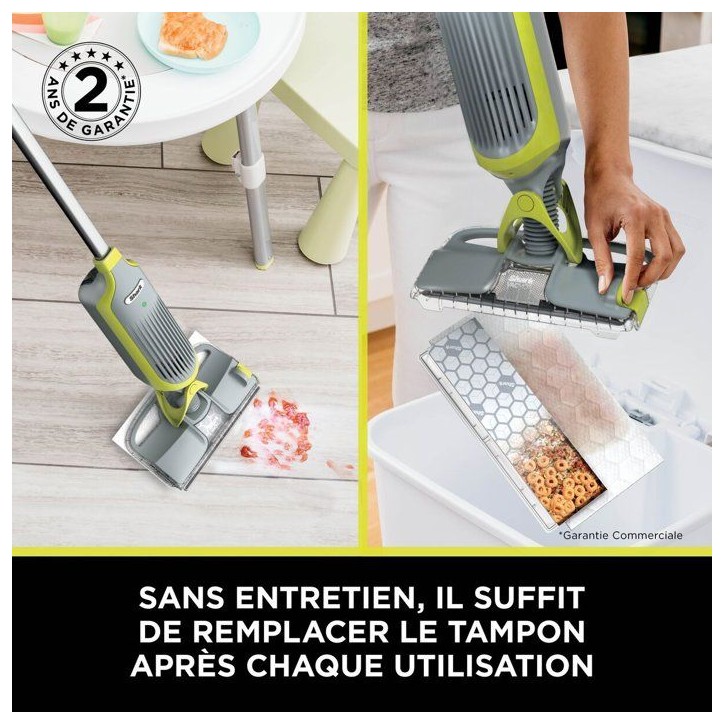 Aspirateur balai laveur sans fil 2-en-1 VacMop SHARK - VM200EU - Nettoyage par pulvérisation - 1,52kg - Tampons jetables