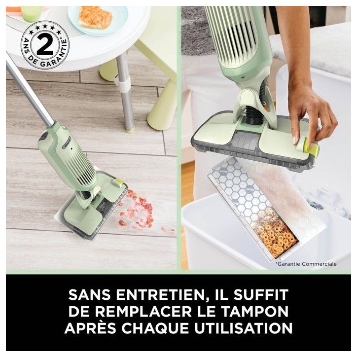Aspirateur balai sans fil 2-en-1 VacMop SHARK - VM200EUGN - Nettoyage par pulvérisation - 1,52kg - Tampons jetables