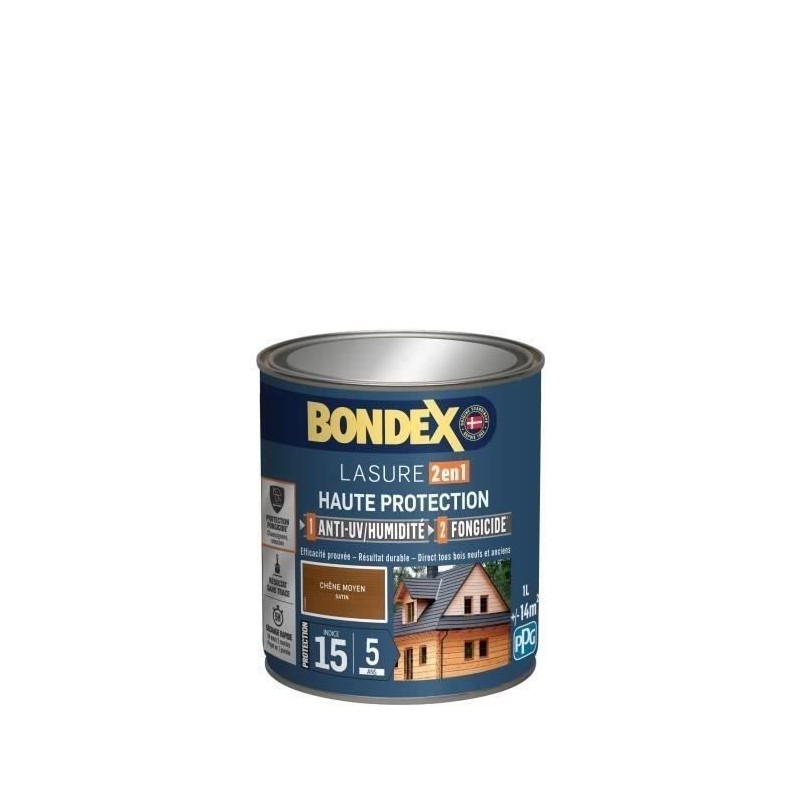 BONDEX Lasure 2 en 1 Satin Haute Protection 5 ans - Chene moyen BONDEX Lasure 2 en 1 Satin Haute Protection 5 ans - Chene moyen