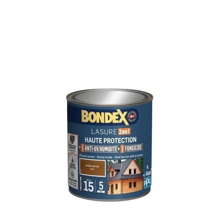 BONDEX Lasure 2 en 1 Satin Haute Protection 5 ans - Chene moyen BONDEX Lasure 2 en 1 Satin Haute Protection 5 ans - Chene moyen