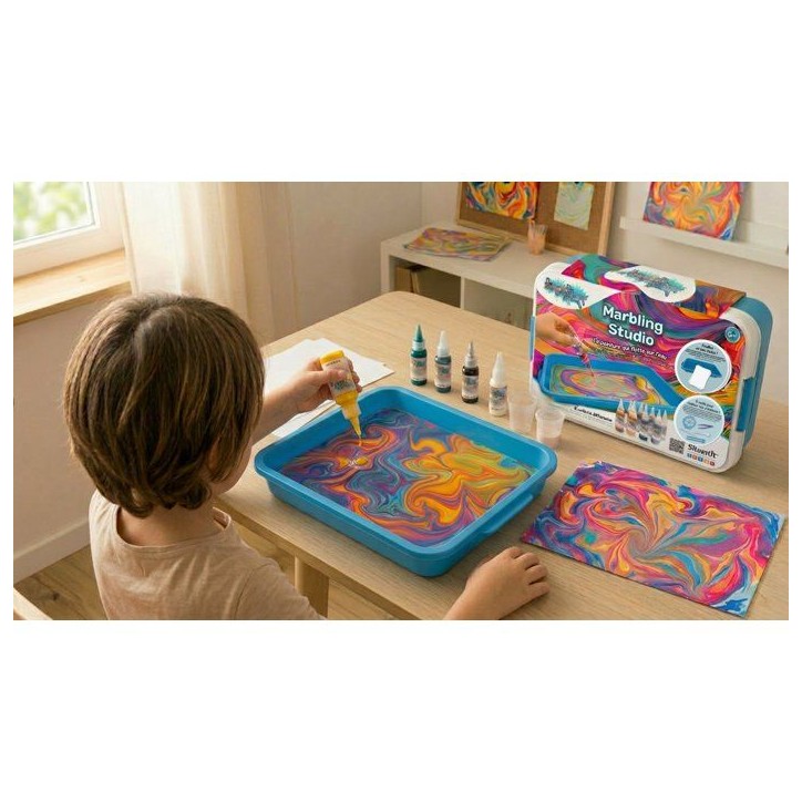 Kit de peinture marbrée avec poudre magique - Silverlit – Imagin'Art - Marbling Studio Kit de peinture marbrée avec poudre magique - Silverlit – Imagin'Art - Marbling Studio