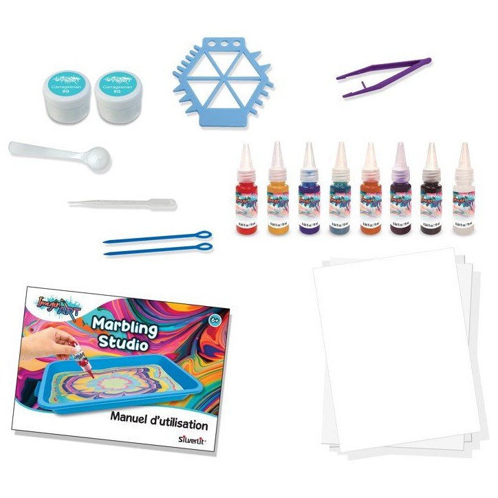 Kit de peinture marbrée avec poudre magique - Silverlit – Imagin'Art - Marbling Studio Kit de peinture marbrée avec poudre magique - Silverlit – Imagin'Art - Marbling Studio