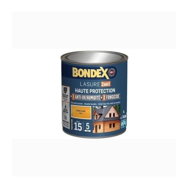 BONDEX Lasure 2 en 1 Satin Haute Protection 5 ans - Chene doré BONDEX Lasure 2 en 1 Satin Haute Protection 5 ans - Chene doré