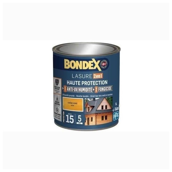 BONDEX Lasure 2 en 1 Satin Haute Protection 5 ans - Chene doré BONDEX Lasure 2 en 1 Satin Haute Protection 5 ans - Chene doré