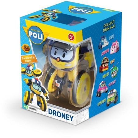 Figurine robot drone 10 cm - Silverlit – Robocar Poli – Véhicule Transformable Drooney 2-en-1