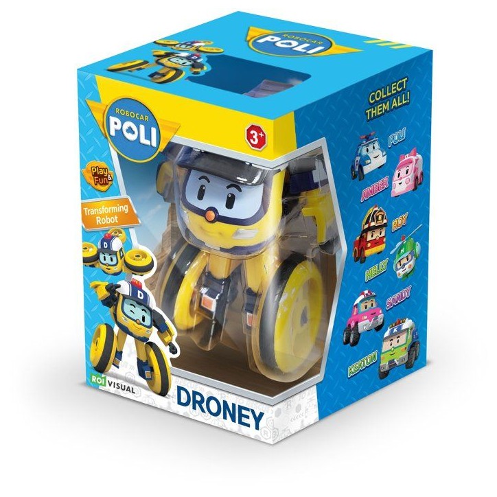 Figurine robot drone 10 cm - Silverlit – Robocar Poli – Véhicule Transformable Drooney 2-en-1