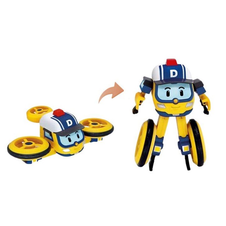 Figurine robot drone 10 cm - Silverlit – Robocar Poli – Véhicule Transformable Drooney 2-en-1