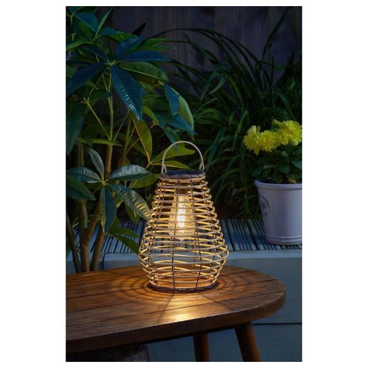 Lanterne Solaire - SMART GARDEN - Maris - Filament LED blanc chaud - 5 lumens - Beige naturel - Plastique - 27 x 21 cm