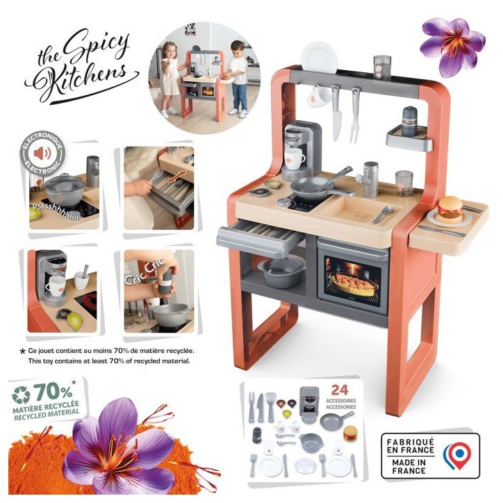 Cuisine pour enfant - Smoby - Modele Safran - Des 3 ans - Accessoires inclus - Fabriqué en France