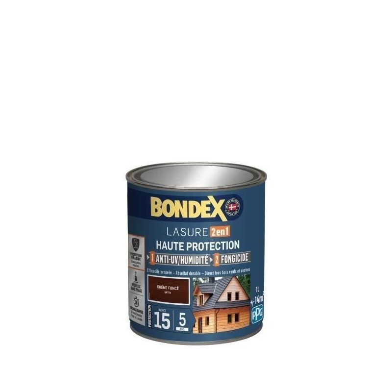 BONDEX Lasure 2 en 1 Satin Haute Protection 5 ans - Chene foncé BONDEX Lasure 2 en 1 Satin Haute Protection 5 ans - Chene foncé