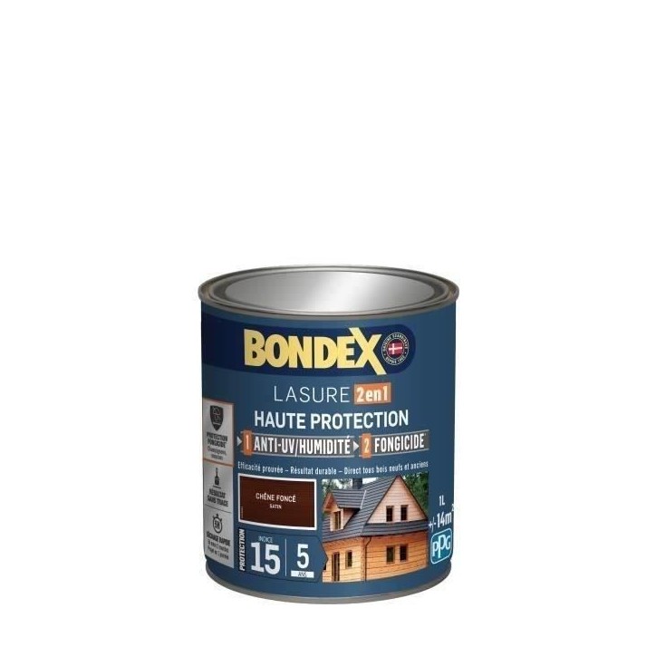 BONDEX Lasure 2 en 1 Satin Haute Protection 5 ans - Chene foncé BONDEX Lasure 2 en 1 Satin Haute Protection 5 ans - Chene foncé