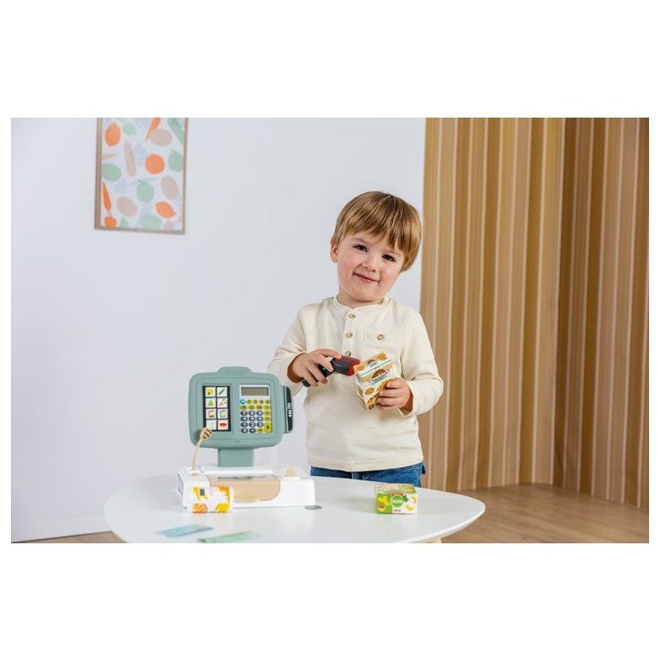 Smoby - Grande Caisse Enregistreuse - Des 3 ans - 30 accessoires - Fabriqué en France - Scanner, sons & lumieres - Calculatrice