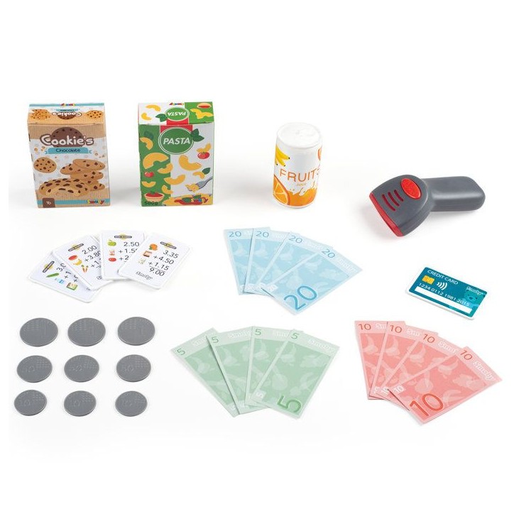 Smoby - Grande Caisse Enregistreuse - Des 3 ans - 30 accessoires - Fabriqué en France - Scanner, sons & lumieres - Calculatrice