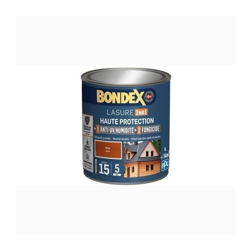 BONDEX Lasure 2 en 1 Satin Haute Protection 5 ans - Teck BONDEX Lasure 2 en 1 Satin Haute Protection 5 ans - Teck