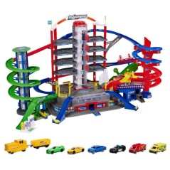 Majorette - Super city garage - 2 niveaux - Sons et lumieres - 6 véhi