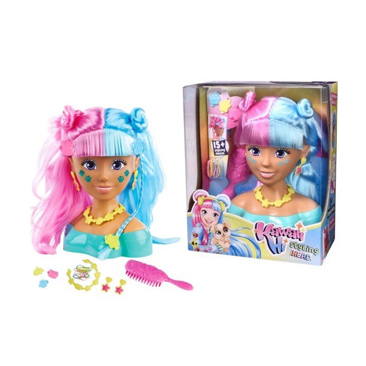 Tete a Coiffer - Kawaii Hi - Simba - Cheveux bicolores longs, doux et faciles a coiffer. - Des 4 ans