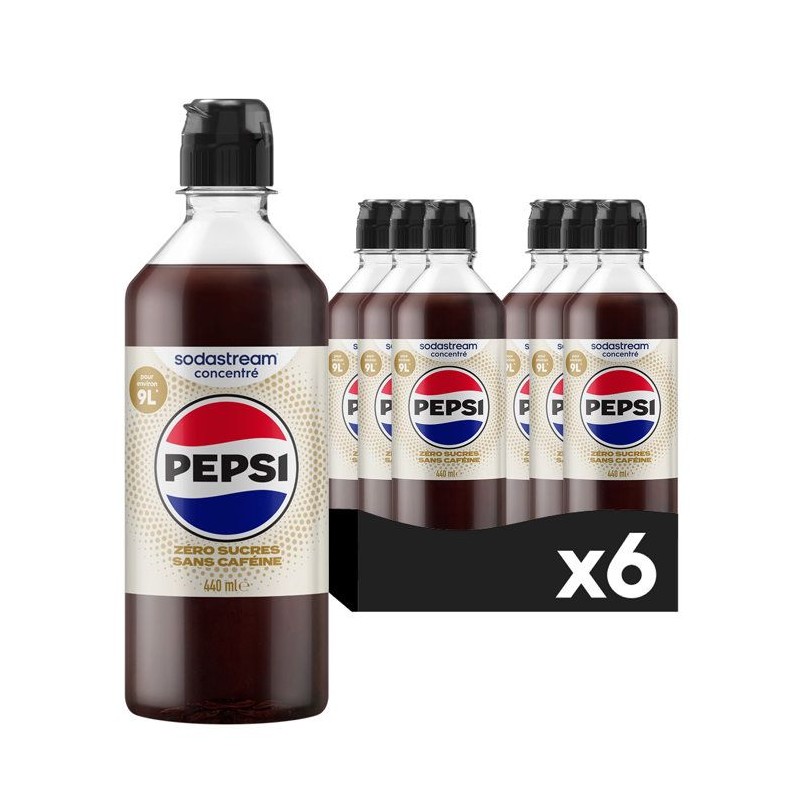 Concentré boisson SODASTREAM - Pepsi Zéro Sans Caféine - Jusqu'a 9