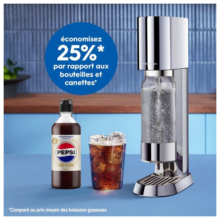 Concentré boisson SODASTREAM - Pepsi Zéro Sans Caféine - Jusqu'a 9 L - Pour Machine a eau pétillante et Soda - Lot 6 x 440 m