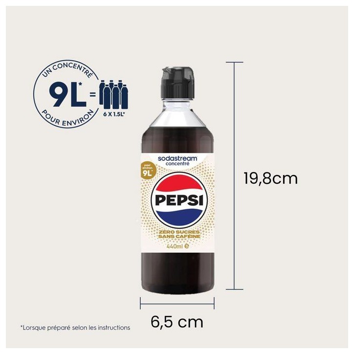 Concentré boisson SODASTREAM - Pepsi Zéro Sans Caféine - Jusqu'a 9 L - Pour Machine a eau pétillante et Soda - Lot 6 x 440 m