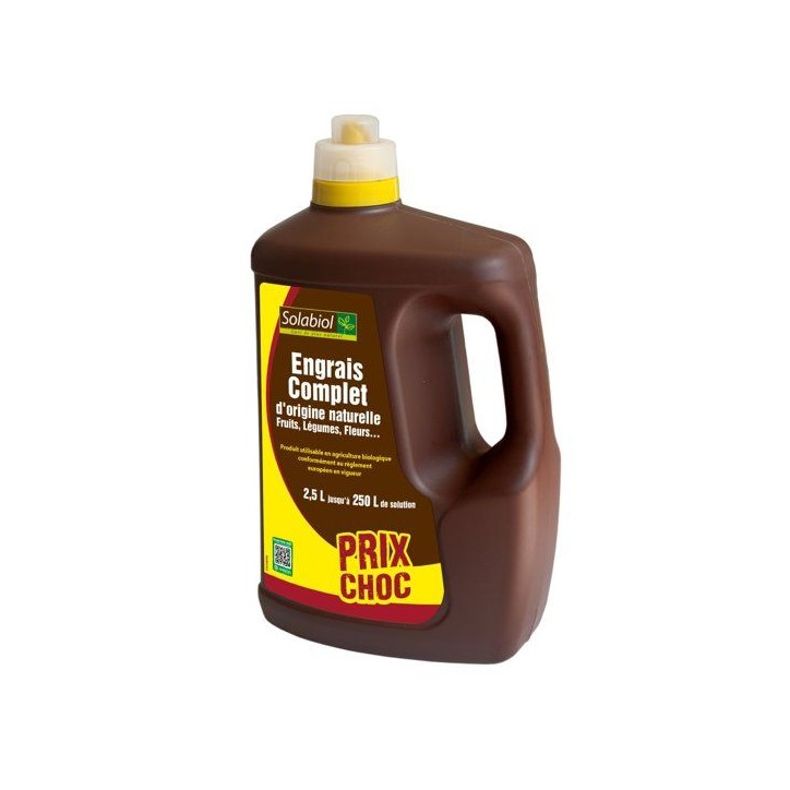 Engrais complet liquide - SOLABIOL - 2,5 L - Jusqu'a 250 L de solution - Universel - Tous types de cultures