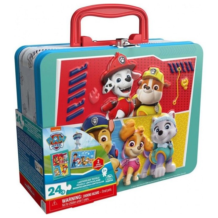 SPINMASTER Pat' Patrouille - Grande Valisette Métal 2 Puzzles Lenticulaires 48 pieces - Double visuel, valisette incluse - Des