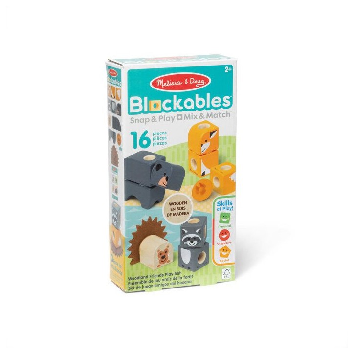 Blockables Les Animaux de la Foret Melissa & Doug - 16 Pieces en Bois FSC - SPIN MASTER - A partir de 2 ans