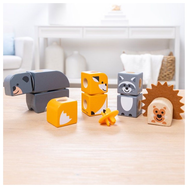 Blockables Les Animaux de la Foret Melissa & Doug - 16 Pieces en Bois FSC - SPIN MASTER - A partir de 2 ans