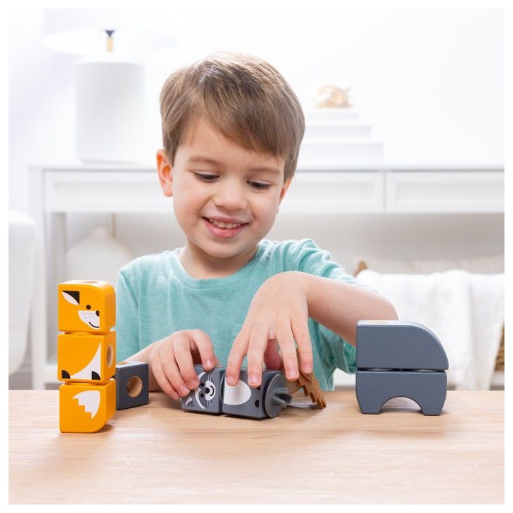 Blockables Les Animaux de la Foret Melissa & Doug - 16 Pieces en Bois FSC - SPIN MASTER - A partir de 2 ans