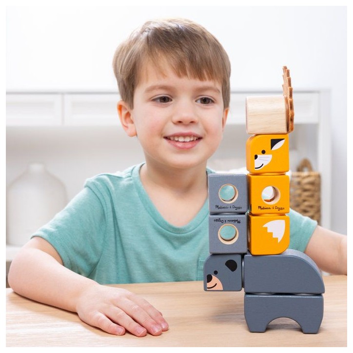 Blockables Les Animaux de la Foret Melissa & Doug - 16 Pieces en Bois FSC - SPIN MASTER - A partir de 2 ans