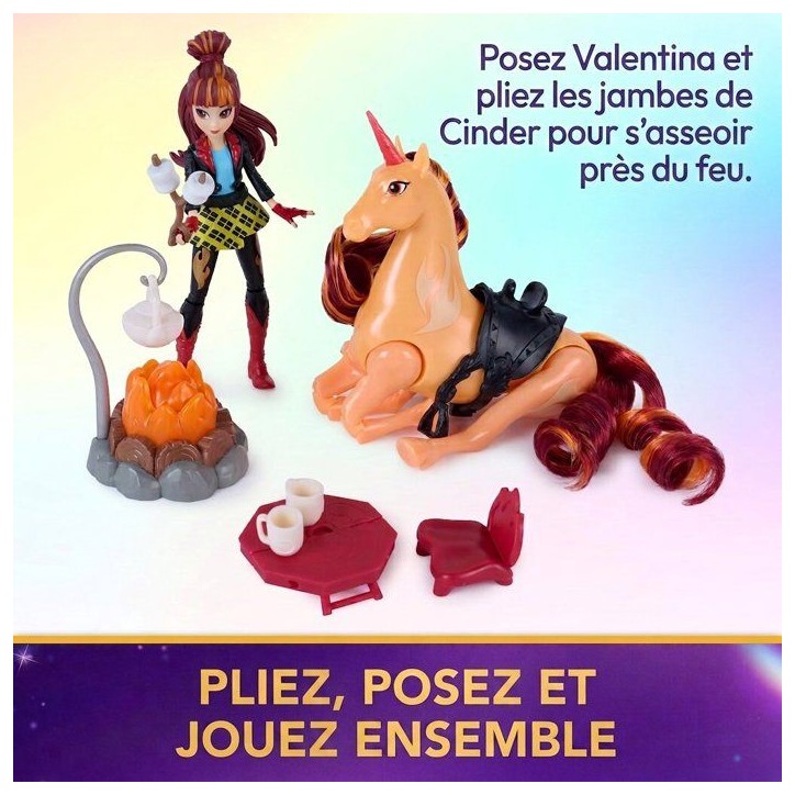 Coffret Feu de Camp de Cinder L'Ecole des Licornes - Poupée Valentina + Licorne - SPIN MASTER - A partir de 4 ans