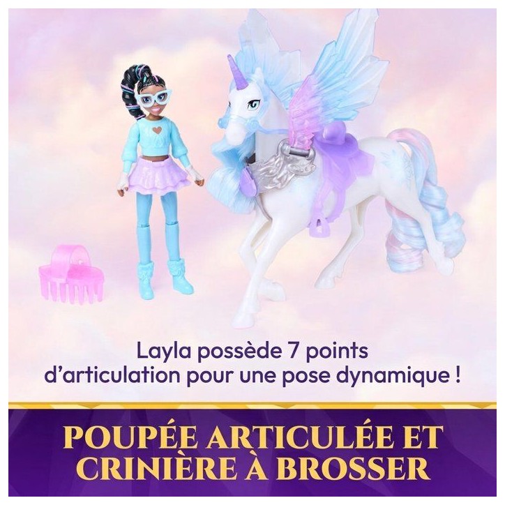 Layla et Glacier Ailes Magiques L'Ecole des Licornes - Poupée + Licorne - SPIN MASTER - A partir de 4 ans