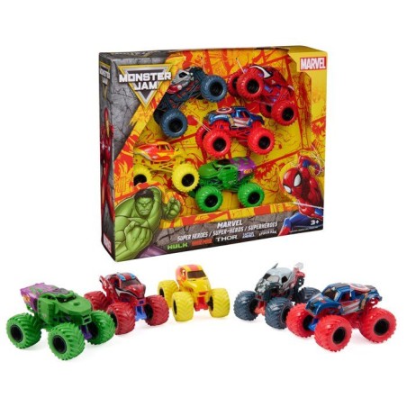 Pack de 5 Véhicules Marvel Die-Cast 1:64 Monster Jam - Hulk, Iron Man
