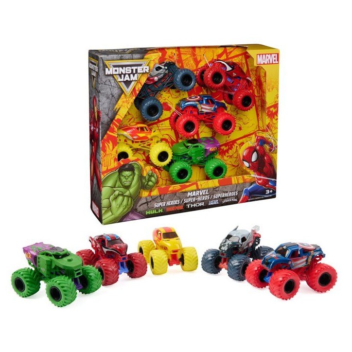 Pack de 5 Véhicules Marvel Die-Cast 1:64 Monster Jam - Hulk, Iron Man, Thor... - SPIN MASTER - A partir de 3 ans Pack de 5 Véhicules Marvel Die-Cast 1:64 Monster Jam - Hulk, Iron Man, Thor... - SPIN MASTER - A partir de 3 ans