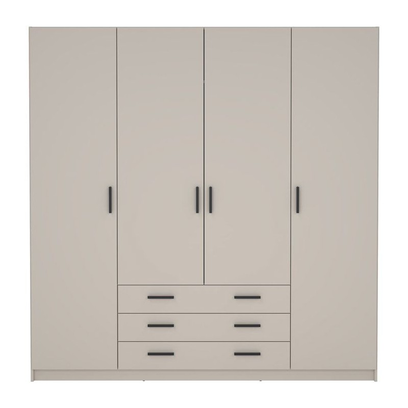 Armoire VEGA - Décor Cachemire - 4 portes + 3 tiroirs - L 195,5 x P 4