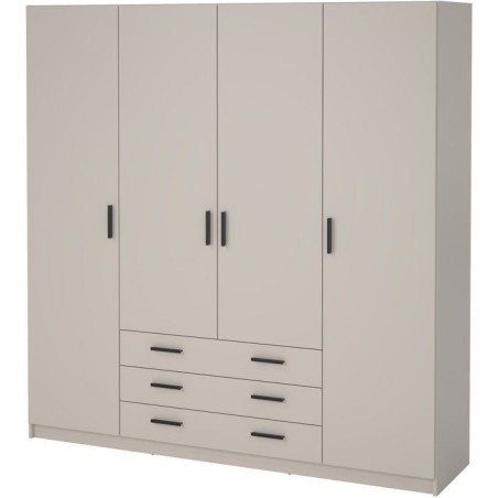 Armoire VEGA - Décor Cachemire - 4 portes + 3 tiroirs - L 195,5 x P 49,8 x H 200,4 cm