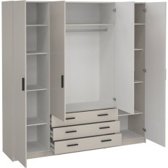 Armoire VEGA - Décor Cachemire - 4 portes + 3 tiroirs - L 195,5 x P 4