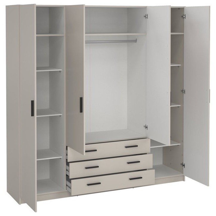 Armoire VEGA - Décor Cachemire - 4 portes + 3 tiroirs - L 195,5 x P 49,8 x H 200,4 cm Armoire VEGA - Décor Cachemire - 4 portes + 3 tiroirs - L 195,5 x P 49,8 x H 200,4 cm