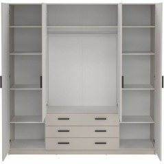 Armoire VEGA - Décor Cachemire - 4 portes + 3 tiroirs - L 195,5 x P 4