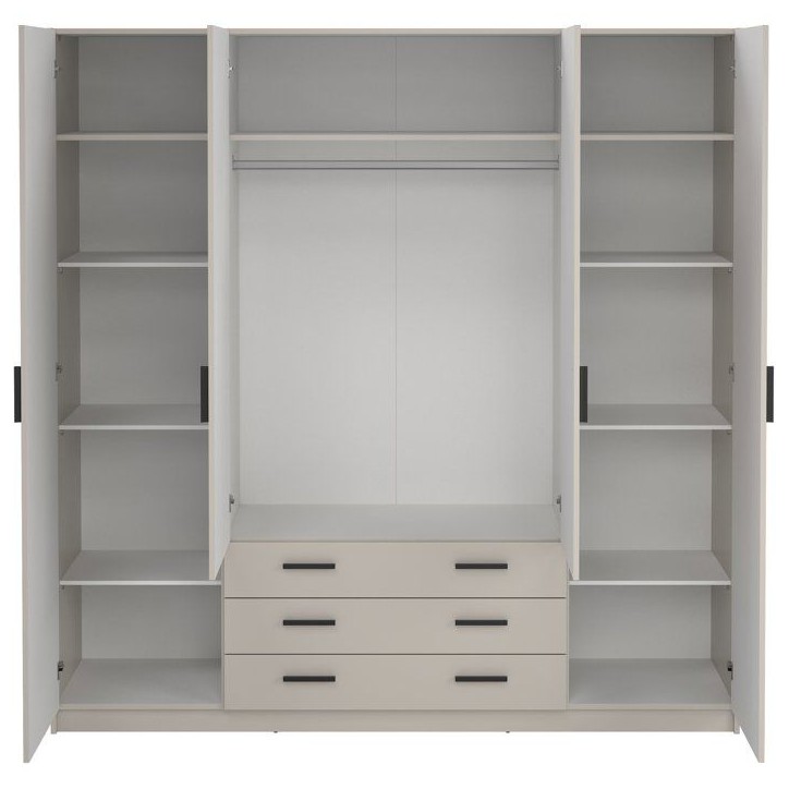 Armoire VEGA - Décor Cachemire - 4 portes + 3 tiroirs - L 195,5 x P 49,8 x H 200,4 cm Armoire VEGA - Décor Cachemire - 4 portes + 3 tiroirs - L 195,5 x P 49,8 x H 200,4 cm