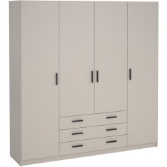 Armoire VEGA - Décor Cachemire - 4 portes + 3 tiroirs - L 195,5 x P 4