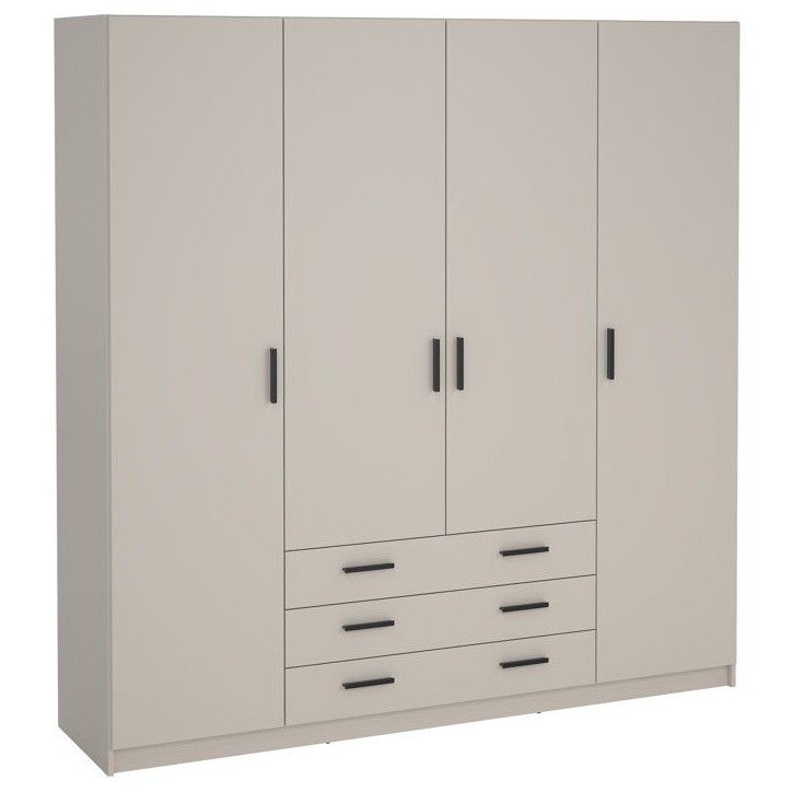 Armoire VEGA - Décor Cachemire - 4 portes + 3 tiroirs - L 195,5 x P 49,8 x H 200,4 cm Armoire VEGA - Décor Cachemire - 4 portes + 3 tiroirs - L 195,5 x P 49,8 x H 200,4 cm