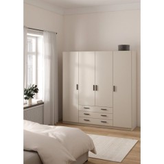 Armoire VEGA - Décor Cachemire - 4 portes + 3 tiroirs - L 195,5 x P 4