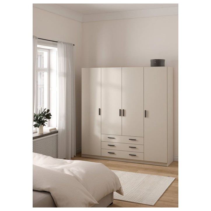 Armoire VEGA - Décor Cachemire - 4 portes + 3 tiroirs - L 195,5 x P 49,8 x H 200,4 cm Armoire VEGA - Décor Cachemire - 4 portes + 3 tiroirs - L 195,5 x P 49,8 x H 200,4 cm