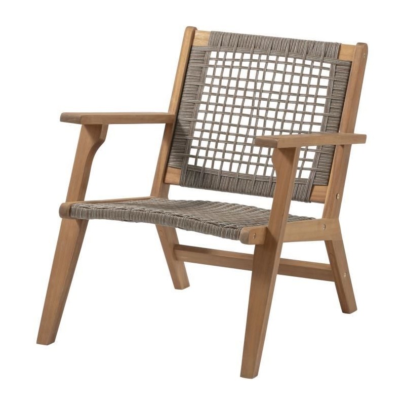 Fauteuil de jardin bas en bois d'Acacia FSC et en résine tressée - B