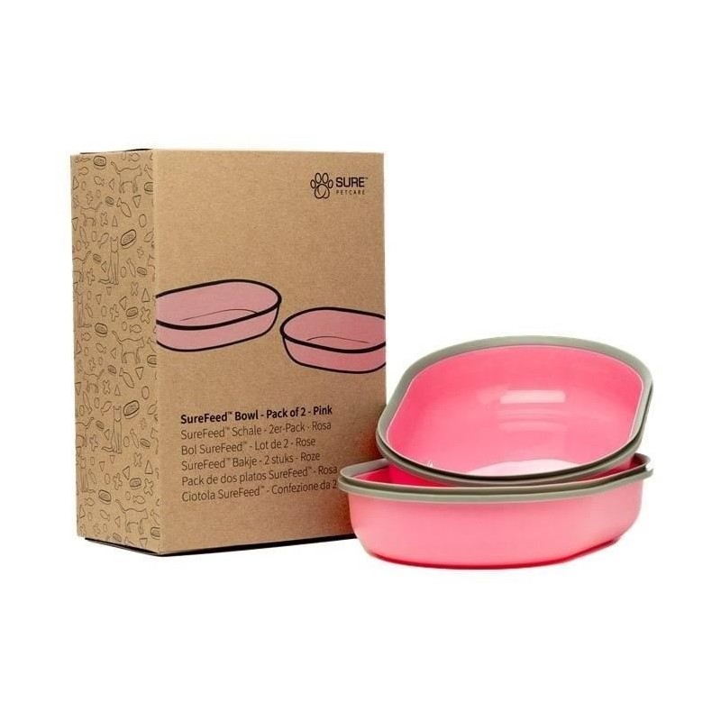 SUREFEED Bol simple - Lot de 2 (rose)