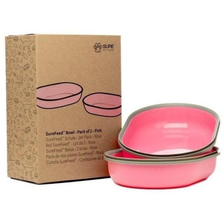 SUREFEED Bol simple - Lot de 2 (rose)