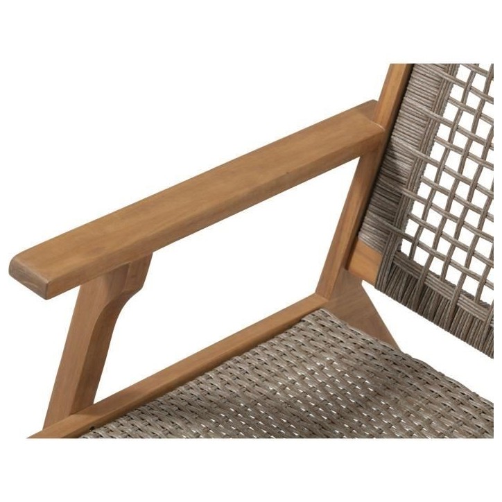 Fauteuil de jardin bas en bois d'Acacia FSC et en résine tressée - BORA - l60xP76xH73 cm Fauteuil de jardin bas en bois d'Acacia FSC et en résine tressée - BORA - l60xP76xH73 cm